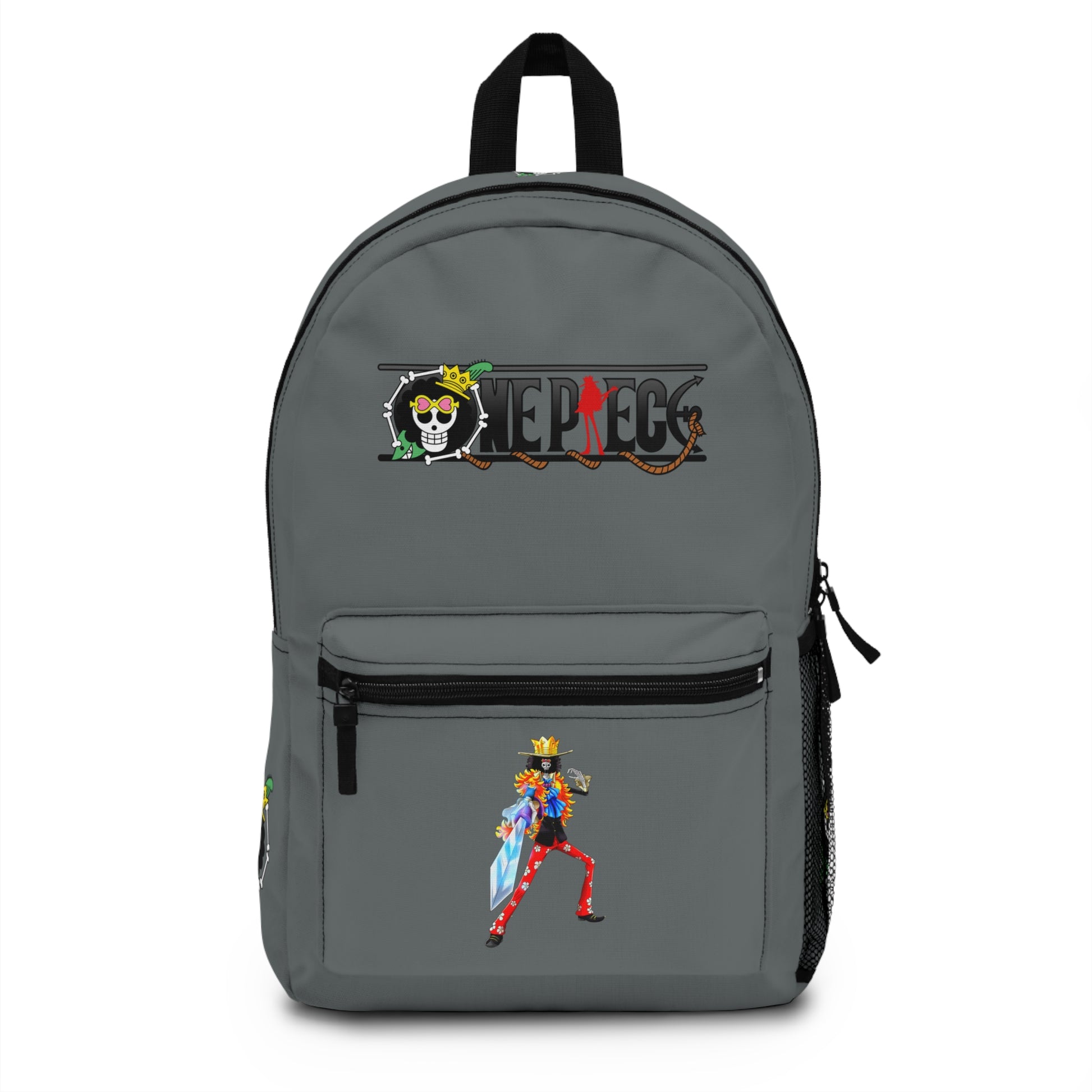 Brook - One Piece Anime Backpack Dark grey - Front View - Dobermen Premier
