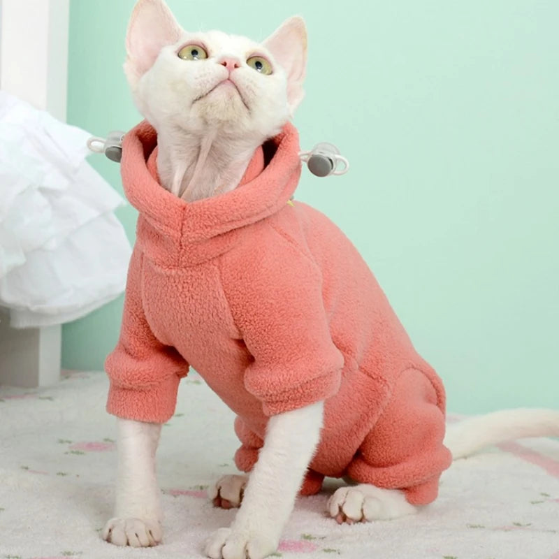 Fleece Hooded Sweater for Sphynx Cats 🐱❄️
