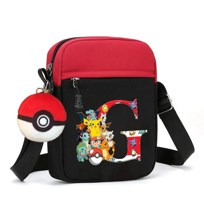 Cute Pokemons Letter A-Z Chest Packs Anime Pikachus Boy Girl Daily Travel Phone Pouch Shoulder Bag Outdoor Sport Crossbody