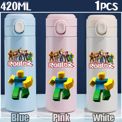 Roblox Anime Water Bottle DynaBlocks 304 Stainless Steel Thermos Cup 420ML Gourde Game Straight Drinking Cup Holiday Gifts