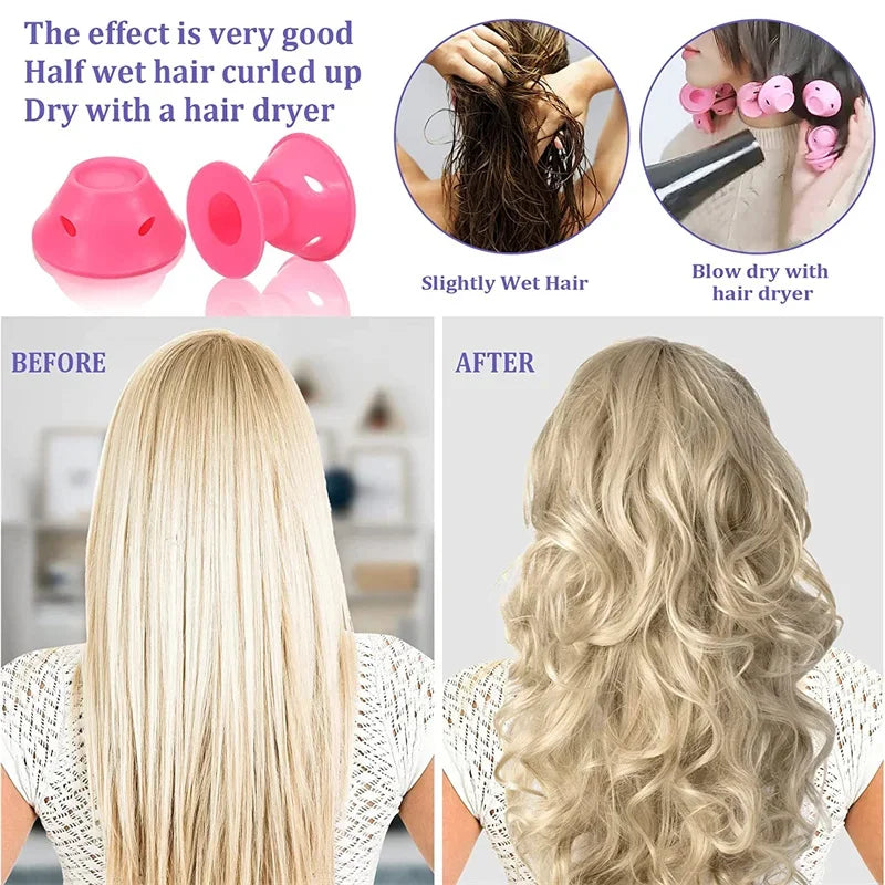 10/20pcs Soft Rubber Hair Curlers Silicone Heatless Hair Rollers Clips No Hurt Hair Rollers Hairdressing DIY Hair Styling Tools