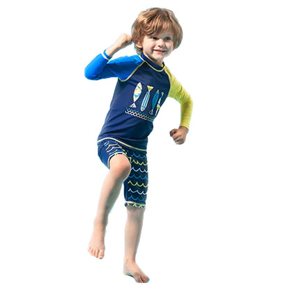 Kids' Long Sleeve Swimsuit Set: 2-Piece Rash Guard & Shorts for Toddlers and Children
