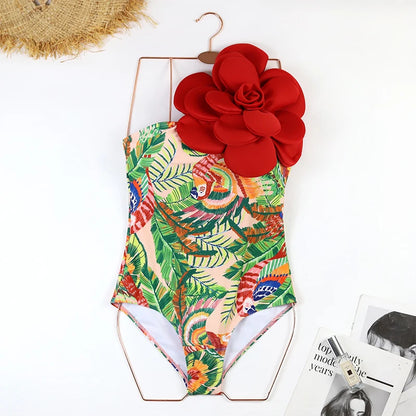 2024 Sexy Women's Swimsuit with Skirt One-Piece Swimwear Vintage Ruffle V Neck Cover Up Bikinis Set Beachwear Bathing Suit