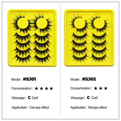 Lasvirey Cat Eye Lashes Manga Lashes Styles 3D Faux Mink Lashes Soft Cross Wispy Natural Winged End Eye Elongated Eyelash Makeup