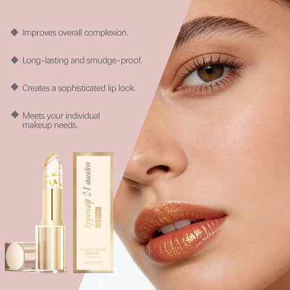 24K Gold Foil Color Changing Lipstick: Hyaluronic Acid Hydrating Lip Plumper