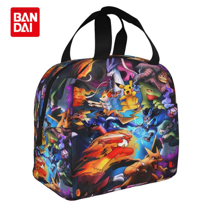 Bandai Japan Anime Pokemon Lunch Bag for School Kids Office Pikachu Sac Lunch Portable Thermal Cooler Lunch Box Handbag Gift