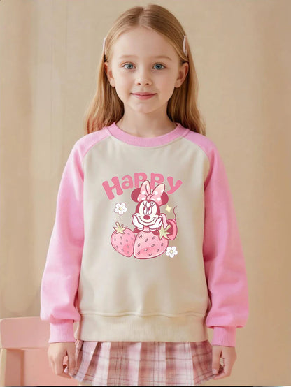 Baby Girls Casual Sweatshirts Spring Autumn New Style Children Fashion O Neck Spliced Long Sleeved Hoodies Kids Pullover Tops