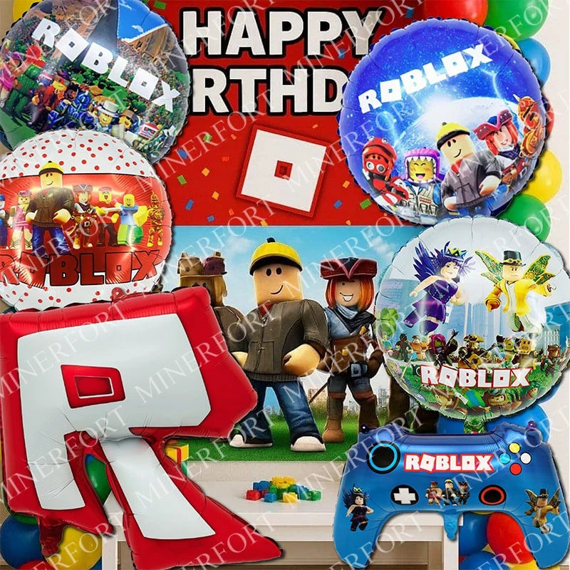 Hot Roblox Aluminum Foil Balloon Combination Themed Cartoon Celebration for Decorating Baby Shower Birthday Party Supplies Gifts