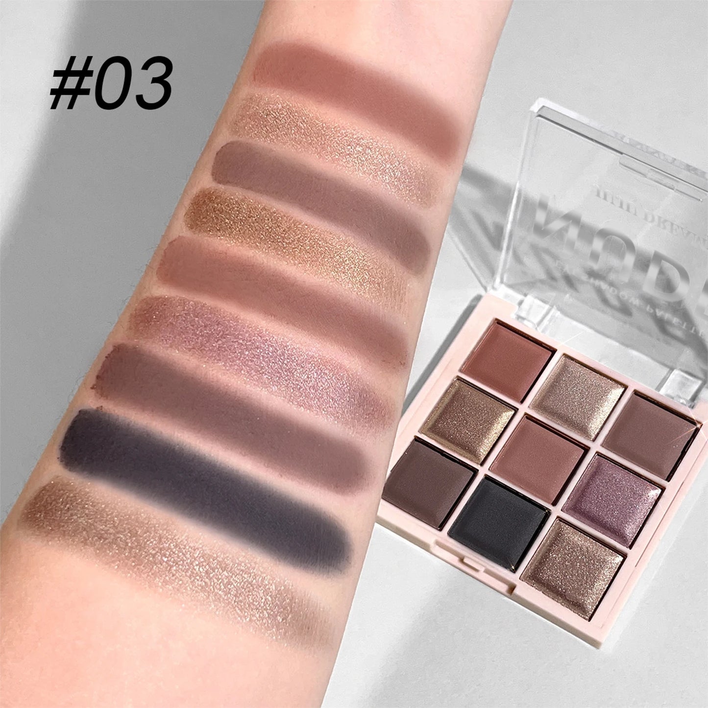JUJU DREAM 9-Color Eyeshadow Palette, Matte & Shimmer Finish, Soft Milk Tea Tones, Compact & Easy for Daily Student Makeup