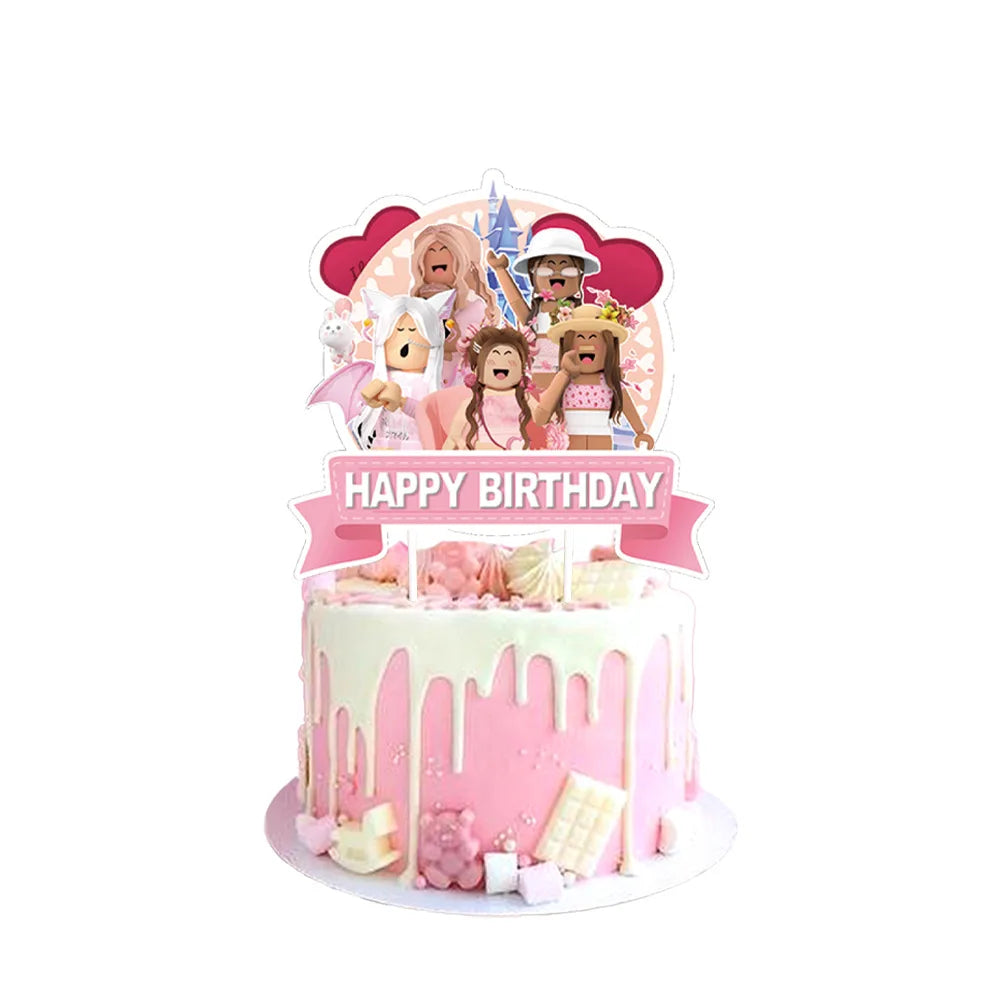Roblox Birthday Party Decoration Balloons Disposable Tableware for Kids Party Supplies Baby Shower Sticker Bracelet Toy Gifts