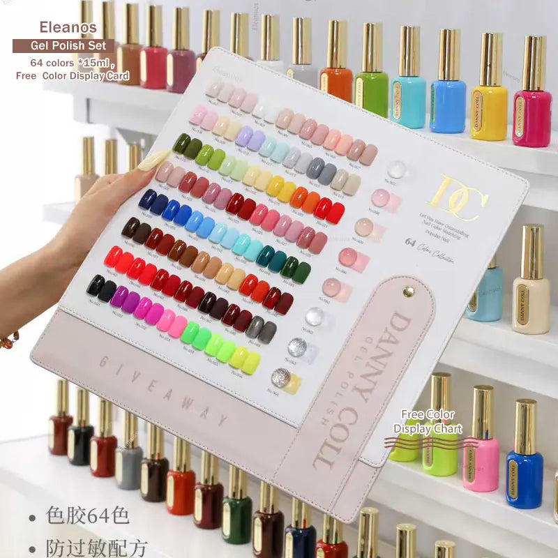 Danny Coll HEMA TPO Free Gel Nail Polish  64pcs With Color Chart 15ml Semi-permanent Nail Polish For Manicure Nail Salon UV Gel