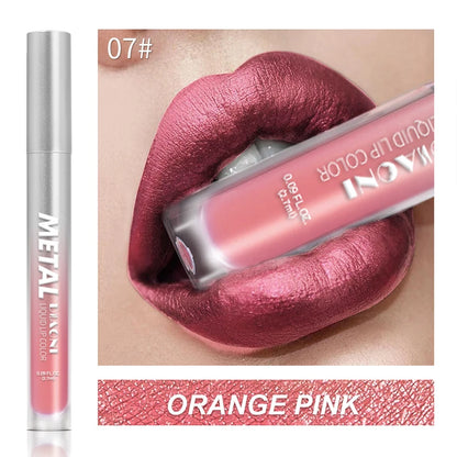 12 Colors Glitter Metallic Liquid Lipstick Pearlescent Waterproof Shiny Lip Gloss Non-stick Cup Long Lasting Shimmer Lips Makeup