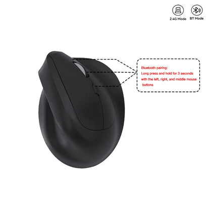 Ergonomic Bluetooth5.0&2.4G Wireless Vertical Mouse with Silent Button,Rechargeable 1600DPI Optical Mice for PC/Laptop/Desktop