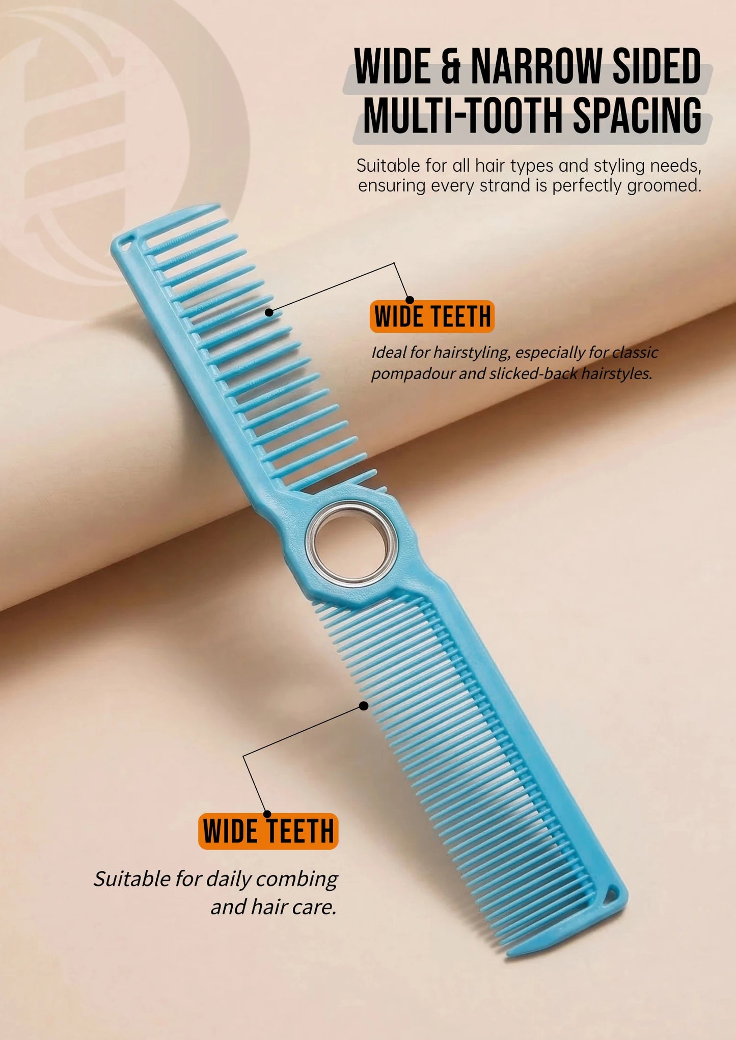 2Pcs NEW Professional Barber Dual Spining Comb Wide and Fine Tooth Cutting Comb Taper Comb for Salon Hairdressing Accessories