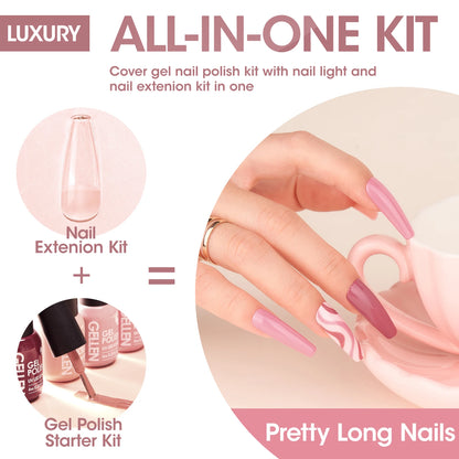 8 Colors Gel Nail Polish Kit with 36W UV Light Nail Dryer 504Pcs Coffin Fake Fails Tips and Glue Prep Top Base Coat Manicure Kit