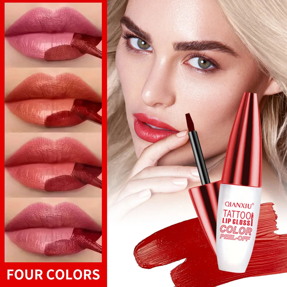 4-color Peel-off Lip Gloss, Water-resistant and Easy To Apply, Long-lasting and Does Not Stick To The Cup