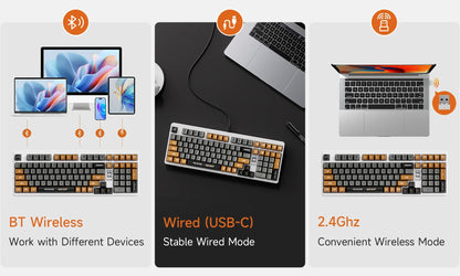 MCHOSE x Unbox Therapy - UT98 Mechanical Keyboard Wireless Quiet Offices KeyboardRGB Backlit Customized Gaming Silent Keyboard