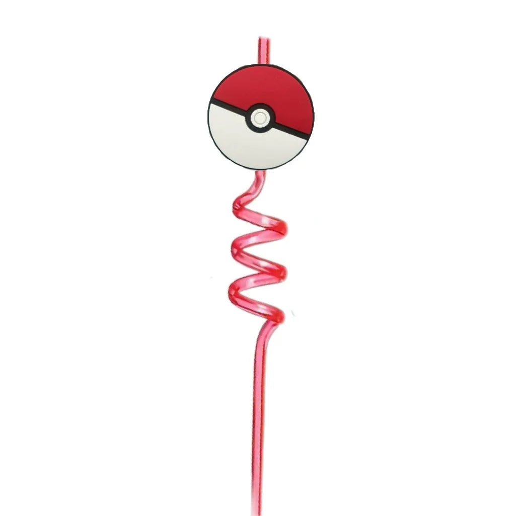 FUNISM Pikachu series cartoon creative spiral straws decorate party reusable colorful straws