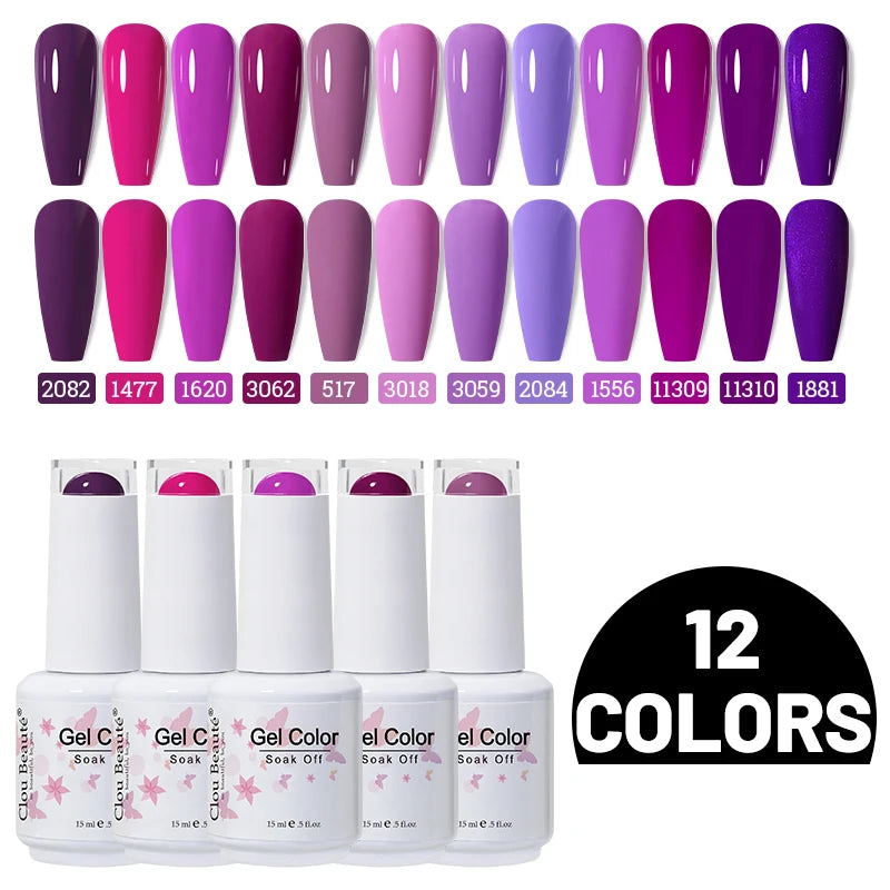 Clou Beaute 10/12/20/24pcs Gel Nail Polish Set Color 15ml White Glass Bottle Nail Art Kit Semi Permanent Gellack Nail Varnish