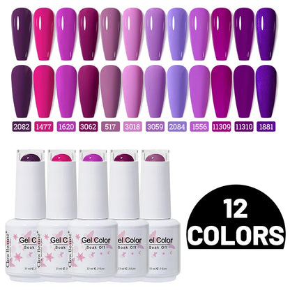 Clou Beaute 10/12/20/24pcs Gel Nail Polish Set Color 15ml White Glass Bottle Nail Art Kit Semi Permanent Gellack Nail Varnish