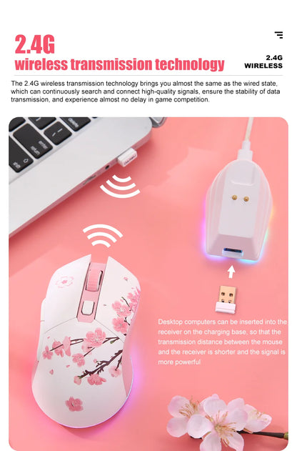 DAREU EM901X Wireless Mouse, 2.4G Wired Dual-mode Mouse, AIM-WL 12000 DPI RGB Magnetic Charging Dock Gaming Mouse for PC Gamer
