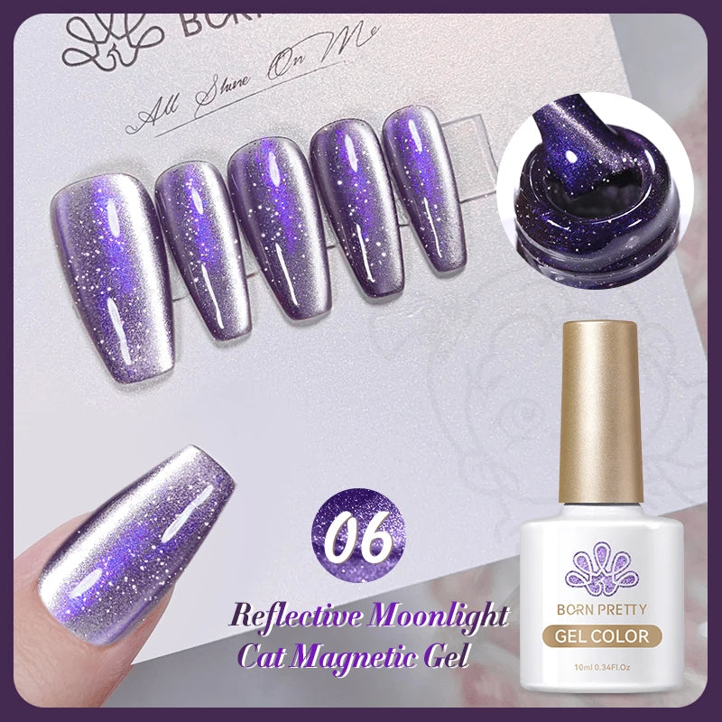 BORN PRETTY Sparkling Glass Bead Cat Magnetic Gel Nail Polish Flash White Spar Red Color Semi Permanent Soak Off UV Gel Varnish