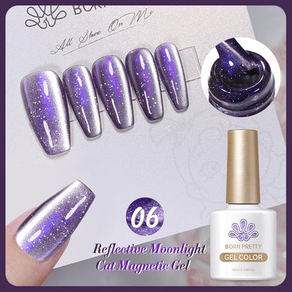 BORN PRETTY Sparkling Glass Bead Cat Magnetic Gel Nail Polish Flash White Spar Red Color Semi Permanent Soak Off UV Gel Varnish