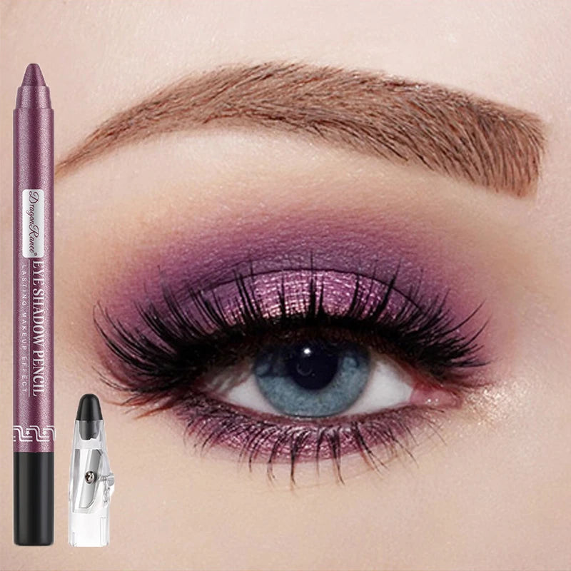 Metallic Blue Pearlescent Eyeshadow Pencil Stick Lasting Waterproof Smoky Glitter Grey White Purple Eye Shadow Highlighter Pen