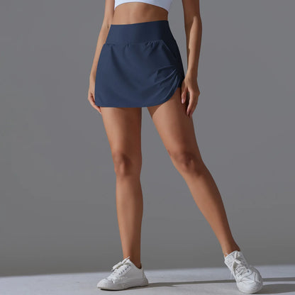Sports Yoga Skirt Women 2 in 1 Badminton Tennis Skirt With Shorts High Waist Breathable Sweat Skirt Athletic Fitness Golf Skorts