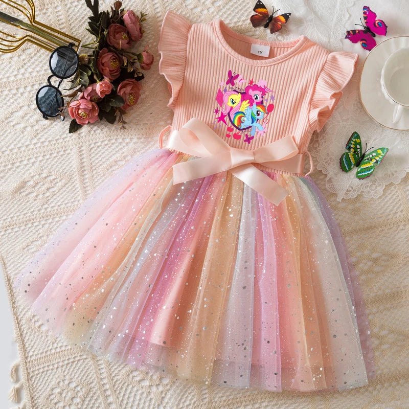 Official My Little Pony "Rainbow Magic" Princess Dress: Lavender Ribbed Bodice & Sequin Tulle Tutu