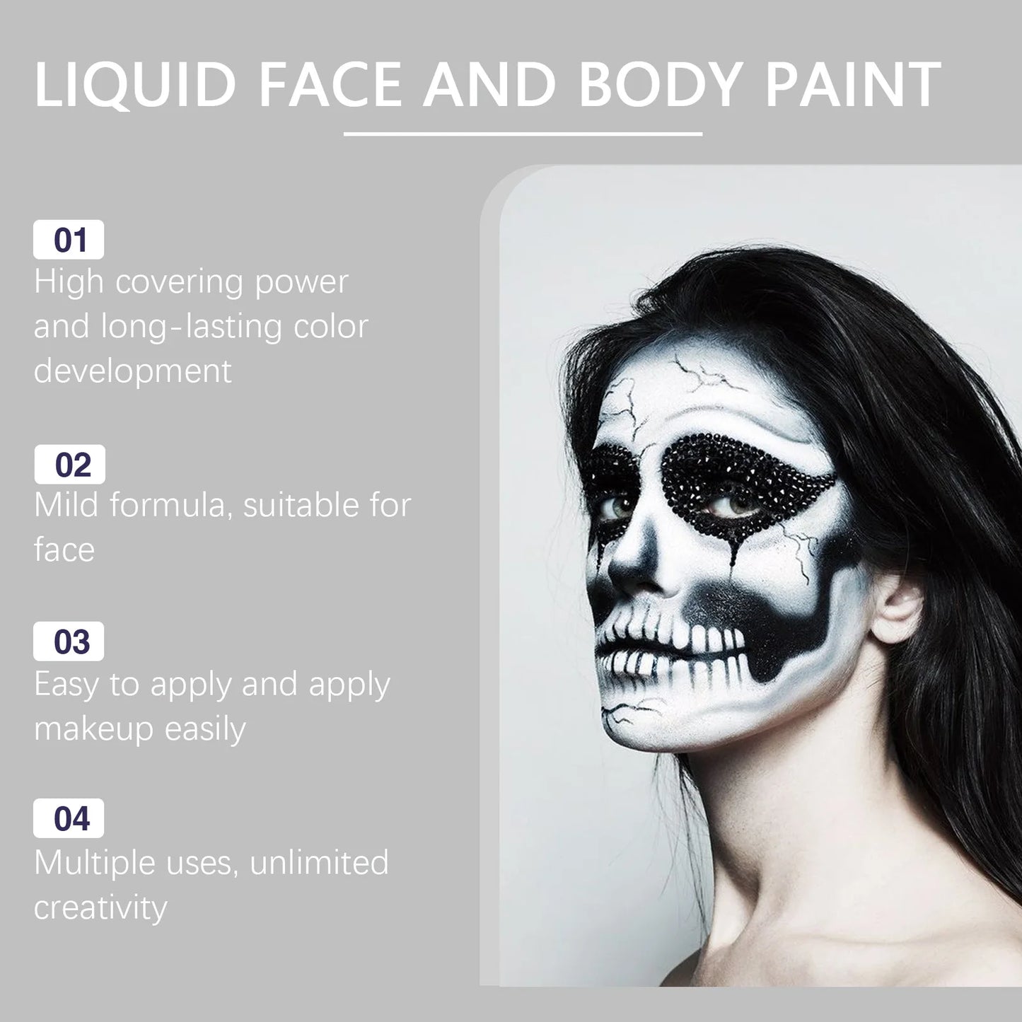 Eelhope Halloween Quick Dry Liquid Face Paint Body Paint Costume Party Waterproof Face Body Art Makeup with Brushes Washable