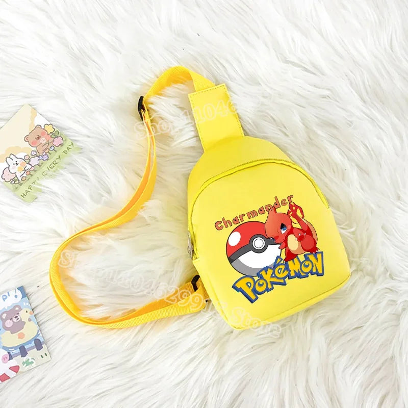 Pokemon Pikachu Shoulder Bag Kawaii Gengar Figures Pattern Chest Bags Portable Large Capacity Outdoor Crossbody Bag Gift
