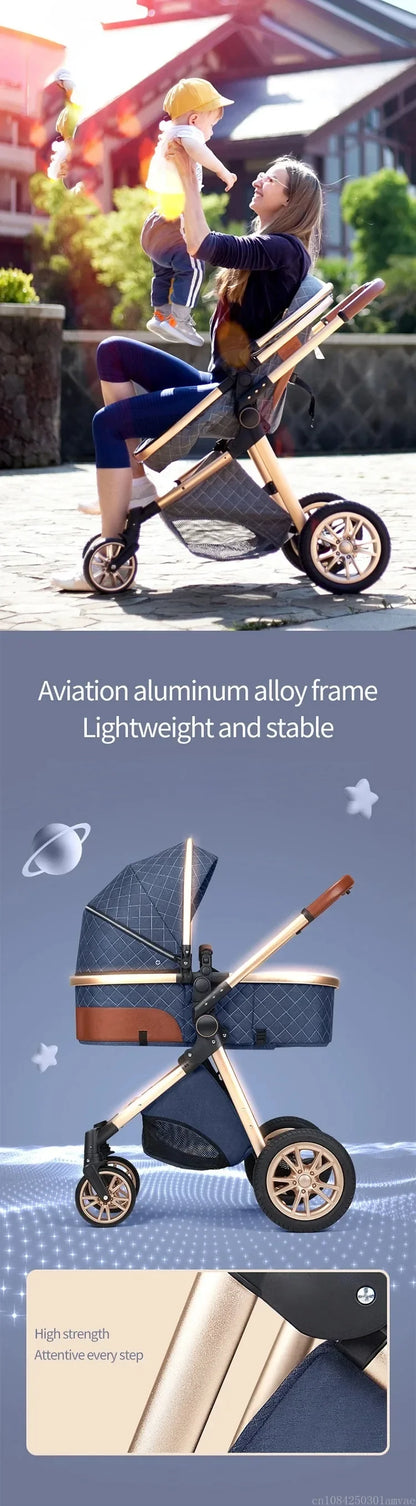 3in1 High Landscape Baby Stroller with car seat Newborns Infant Portable Baby Carriage ISOfix Base Multi functional strollers