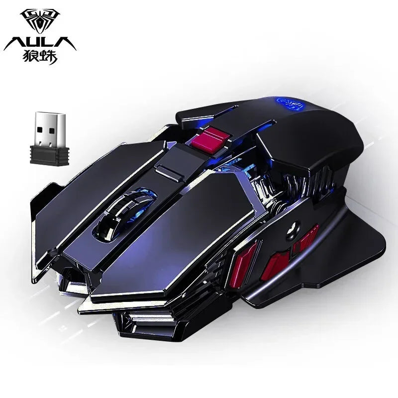 AULA SC300 Ultra-quiet Wireless Gaming Mouse Rechargeable Ergonomic Mechanical Armor Style, Colored and Vibrant Body Design