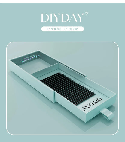 DIYDAY Individual Eyelash Extension Long Length Classic Lashes Extensions Trays Wholesale Matte Black Soft Mink Faux Eyelashes