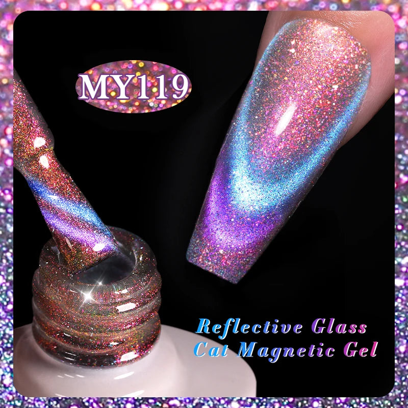 BORN PRETTY Sparkling Glass Bead Cat Magnetic Gel Nail Polish Flash White Spar Red Color Semi Permanent Soak Off UV Gel Varnish