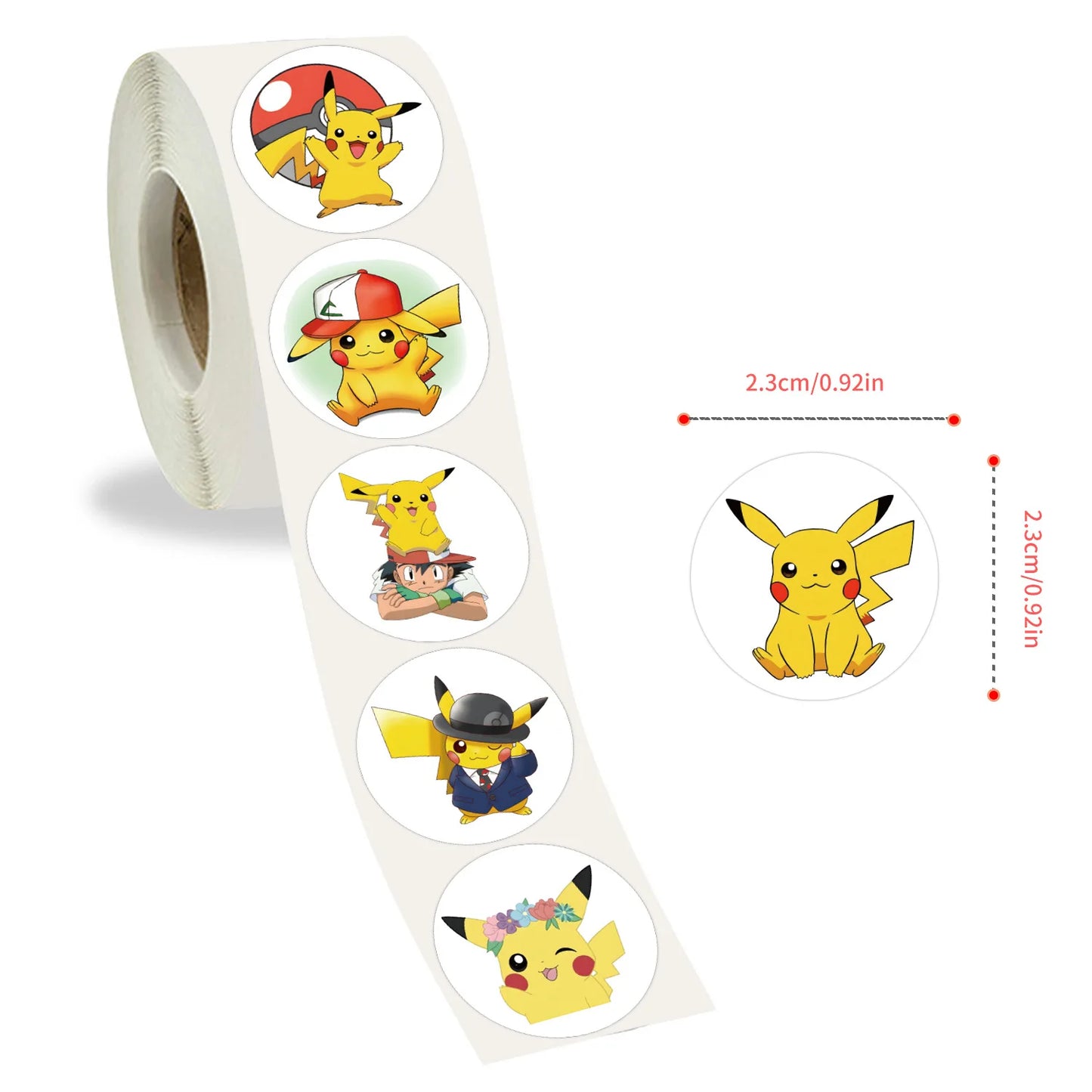 1000/500Pcs Pikachu Sticker Pokemon Roll Stickers Tape Hand Account DIY Decorative Seal Waterproof Cup Sticker Kawaii Gift Toys