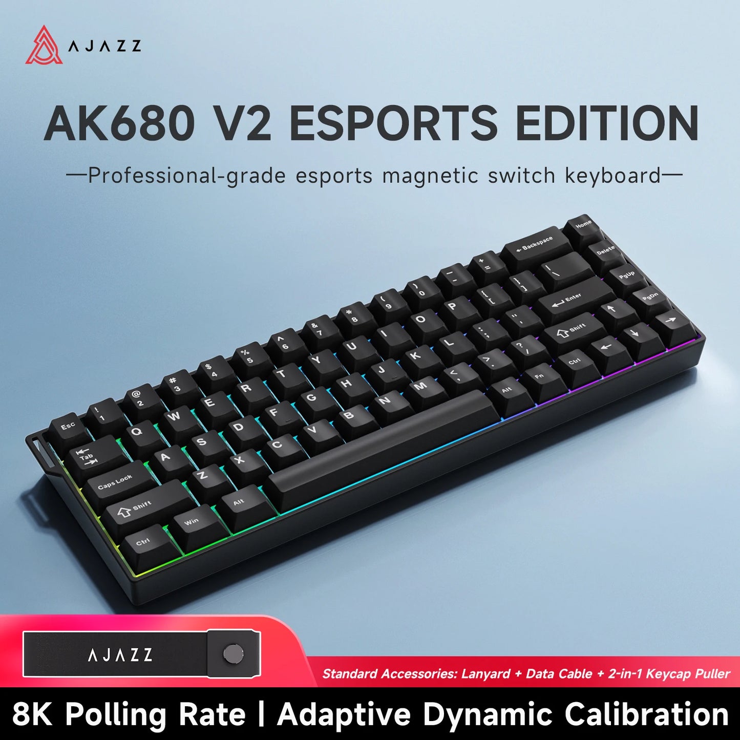 AJAZZ AK680 MAX/V2 Mechanical Keyboard HE Hall Effect Switch 60% 8k/1K RGB Wired/Wireless Gaming Rapid Trigger Magnetic Keyboard