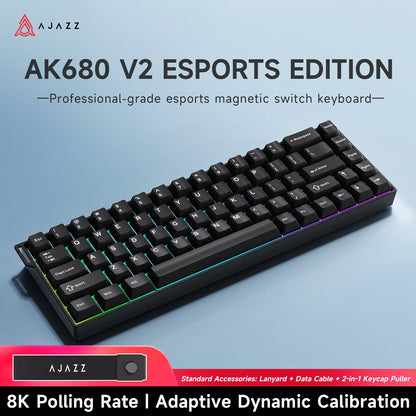 AJAZZ AK680 MAX/V2 Mechanical Keyboard HE Hall Effect Switch 60% 8k/1K RGB Wired/Wireless Gaming Rapid Trigger Magnetic Keyboard