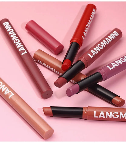 12 Color Matte Lipstick Pencil Waterproof Long Lasting Non-Stick Cup Lip Stain Tint Cosmetic Nude Lipstick Pen Makeup Maquillage