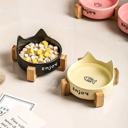 Cat Bowl Black Ceramic Dog Bowl Black Bowl Cat Food Bowl Dog Bowl Dog Drinking WaterCatFood Bowl Pet Water Bowl Anti-overturning
