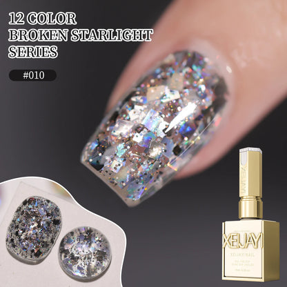 2025 new popular 12-color glittering diamond sequins nail gel, high saturation gloss long-lasting for nail art DIY