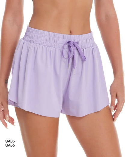Breathable Women's Sports Shorts - Elastic Drawstring Waist, Liner Design, Side Pocket, Ideal for Gym Yoga Running Casual Wear