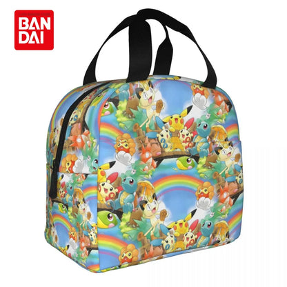 Bandai Japan Anime Pokemon Lunch Bag for School Kids Office Pikachu Sac Lunch Portable Thermal Cooler Lunch Box Handbag Gift
