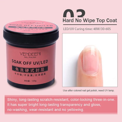 Vendeeni 120g High Capacity Nail Art Functional Gel No Wipe Top Coat Base Coat Painless Extension Gel Leveling Reinforcing Gel