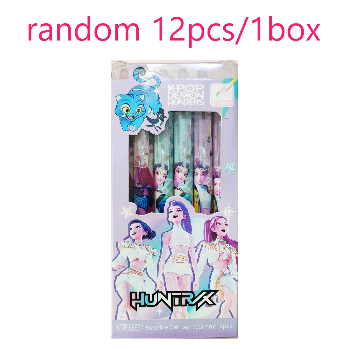 NEW Anime Girls  0.5mm Erasable Gel Pen - Refillable & Retractable Black Ink Friction Pen for School Office Supplies