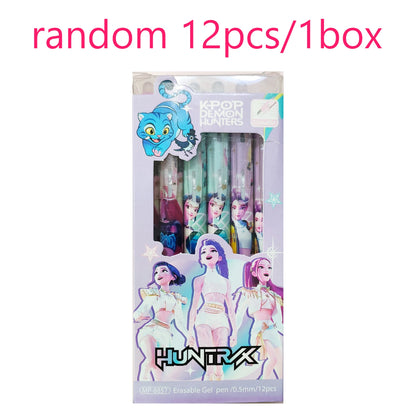 NEW Anime Girls  0.5mm Erasable Gel Pen - Refillable & Retractable Black Ink Friction Pen for School Office Supplies