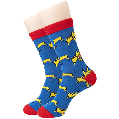 1/3/4 Pairs Pokemon Men's Fashion Trend Long Socks Cartoon Anime Figure Pikachu Eevee Gengar Unisex Athletic Harajuku Socks