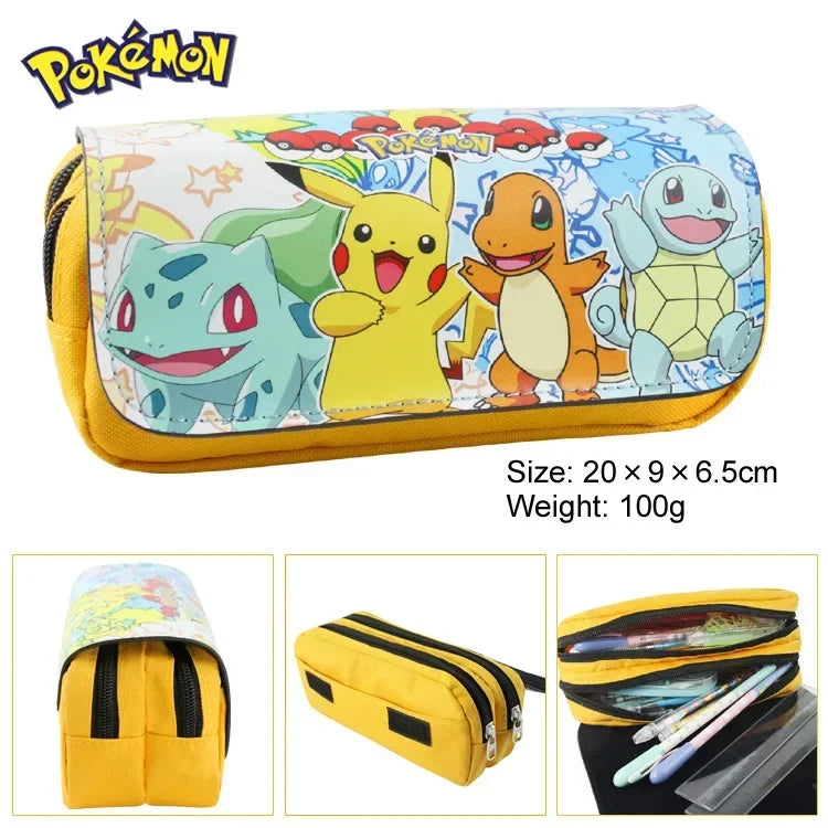 New Kawaii Pokemon Pencil Cases School Cartoon Pikachu Black Pen Bag School Supplies Stationery Bag Perfect Gifts for Students