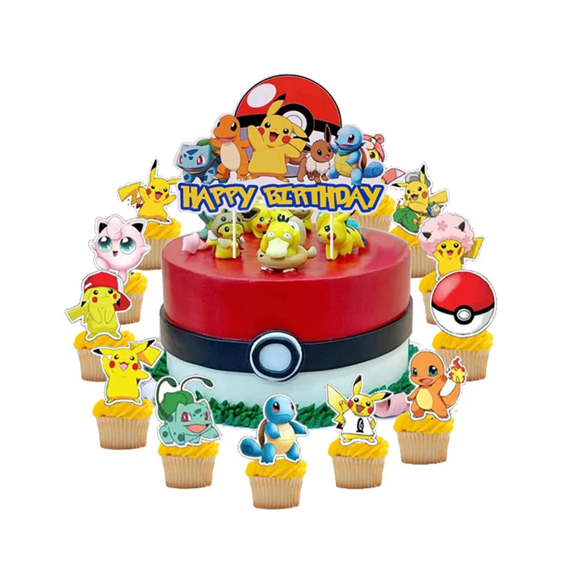 New pokemon birthday party pikachu decoration Balloon Disposable Tableware Tablecloth Straws Cup Plates Baby Shower Supplies Toy